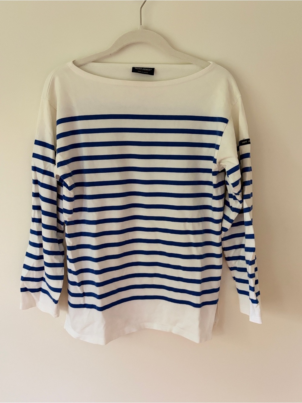 Saint James White and Navy Labelled Breton Top